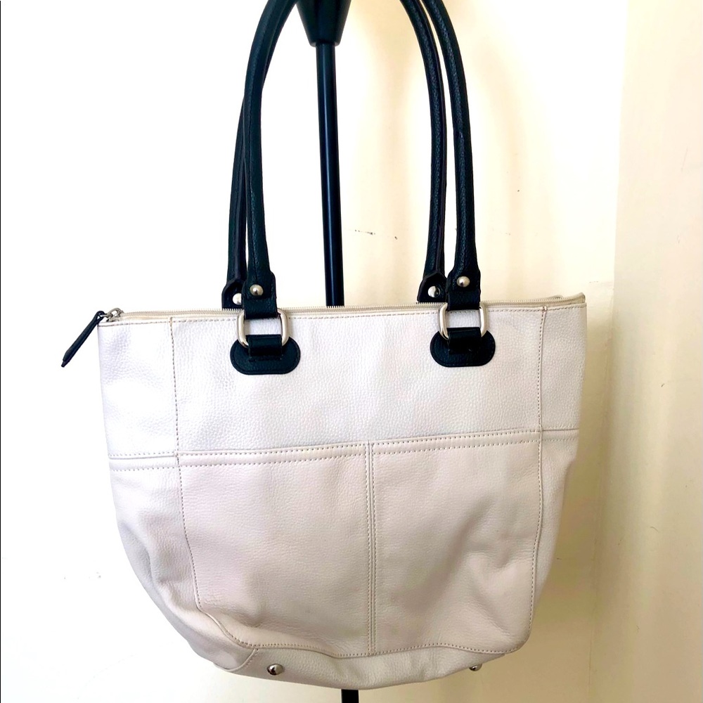White Leather Tote Bag - Tignanello
